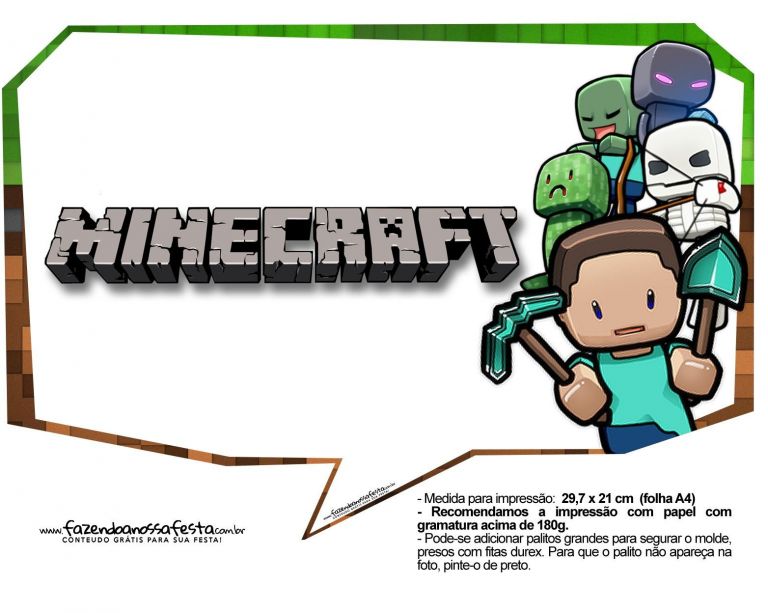 Xbox 360 Papercraft Plaquinhas Festa Minecraft 3 1564 1248 Minecraft