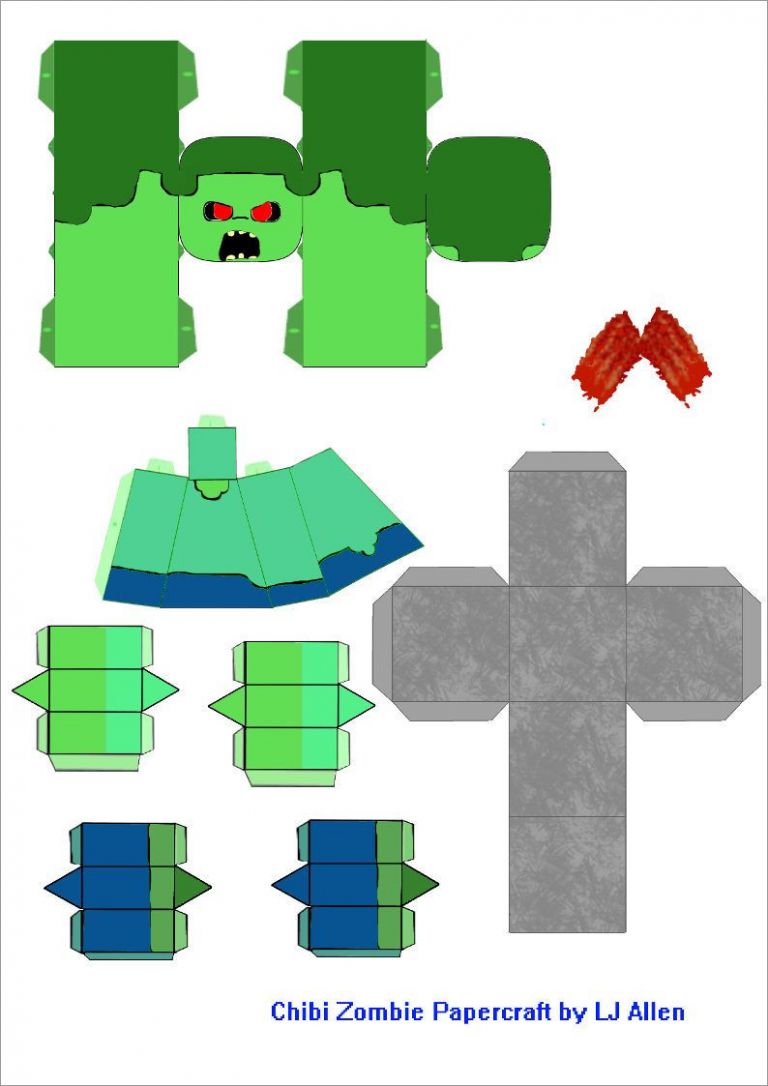Zombie Papercraft Minecraft Papercraft Printable Mob Cut Out Character